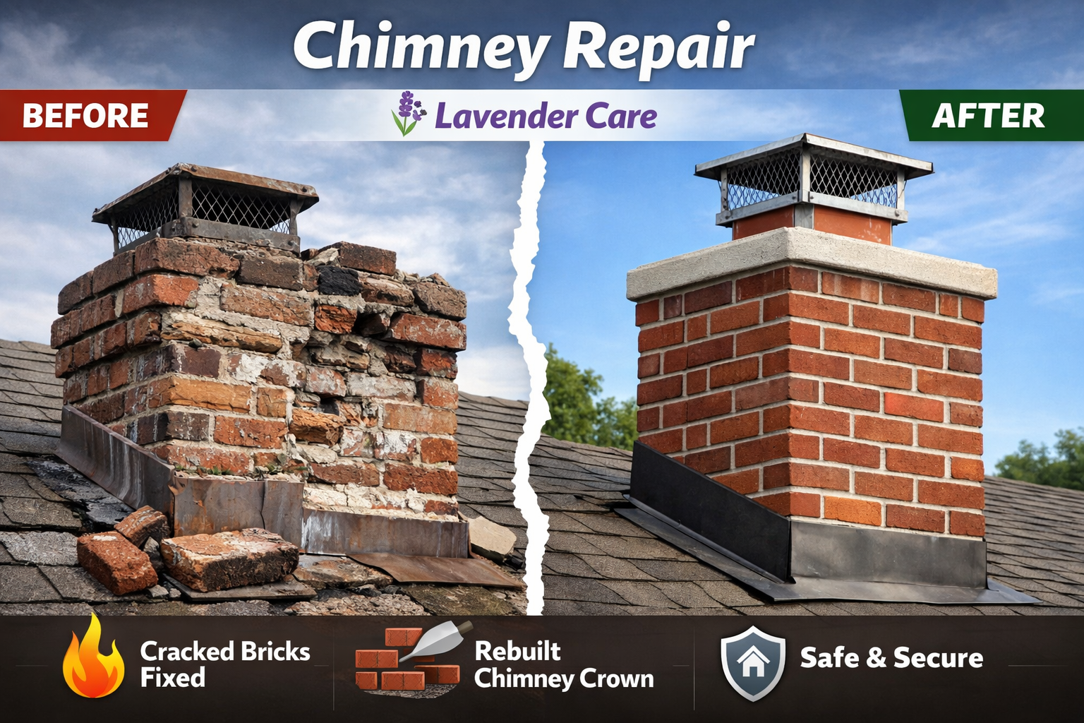 Professional brick chimney repair before and after results Lavender Care