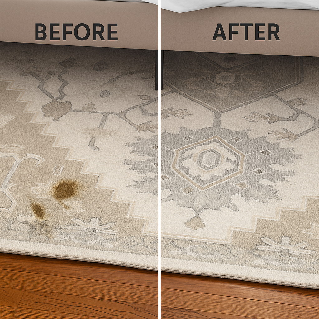 Before and after area rug stain removal results Lavender Care