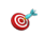 Red bullseye target with dart hitting center Lavender Care